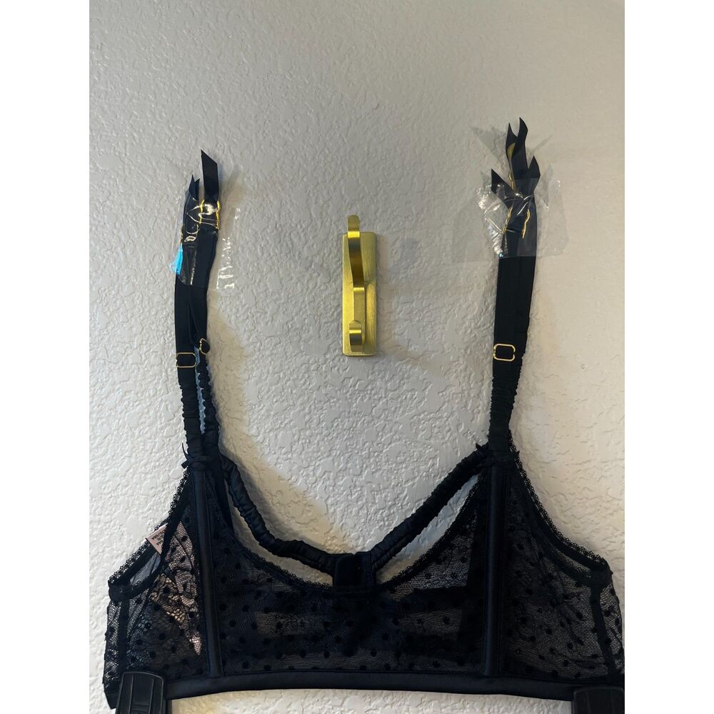 Victoria’s Secret Black Swiss Dot Mesh Bustier Bralette - NWT